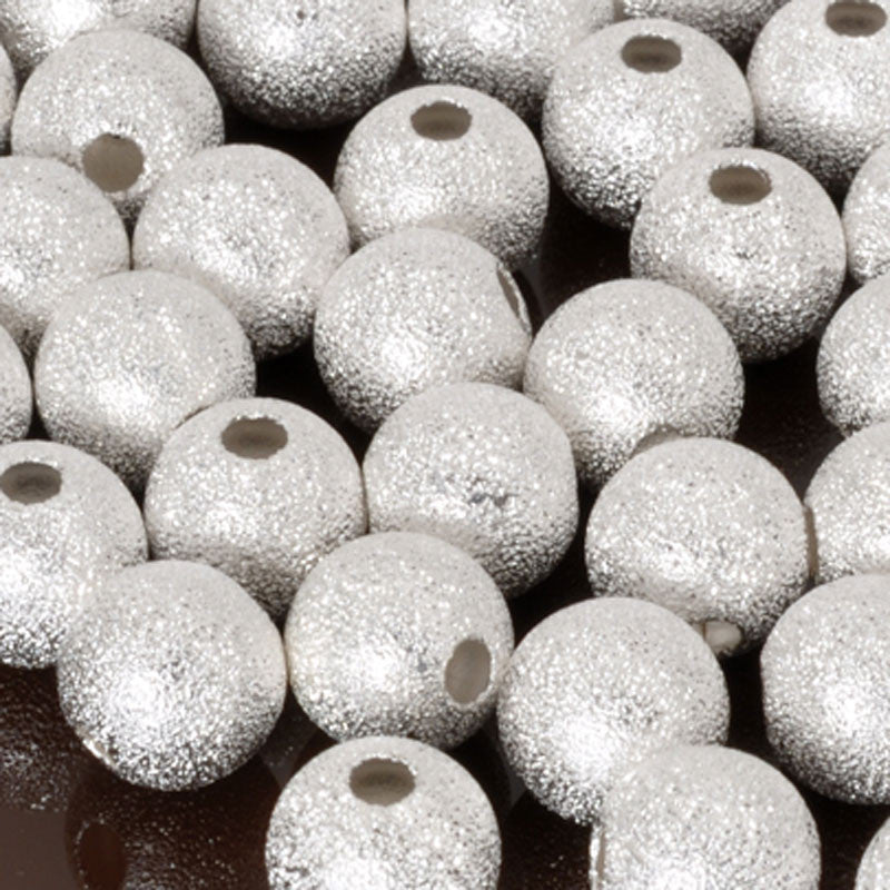 Metal-Round Stardust Bead-Silver