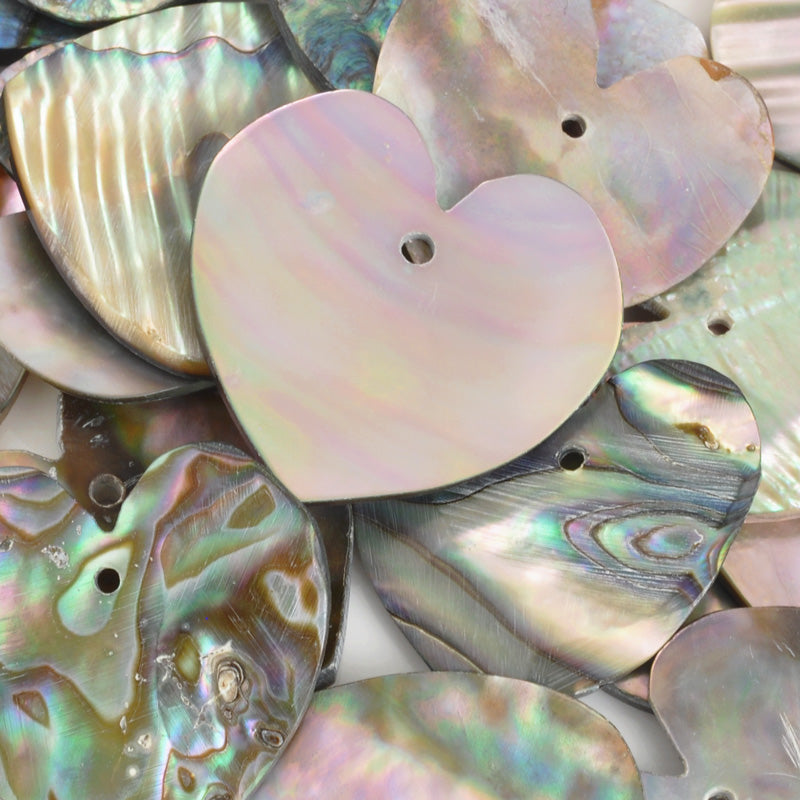 Pendants-25mm Iridescent Abalone Shell-Heart-Quantity 1