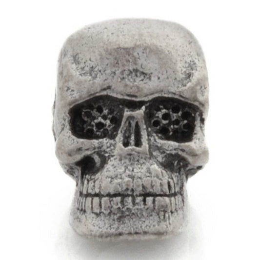 Pewter-10x7mm Skull Bead-Antique Silver-Quantity 1