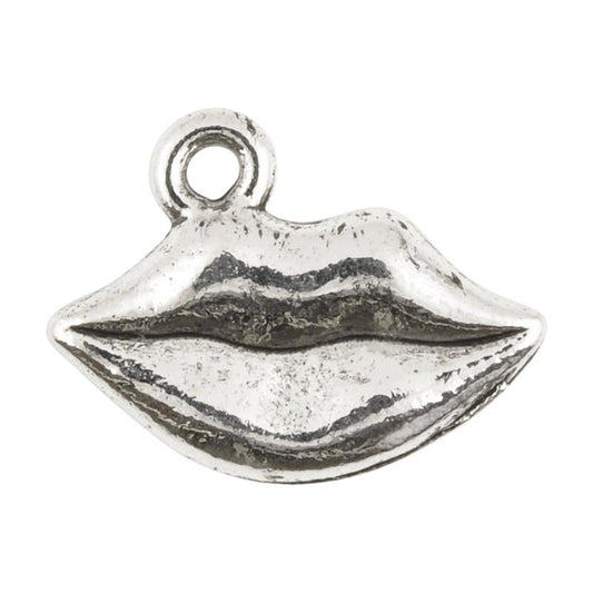 Pewter-13x15mm Lips Charm-Antique Silver-Quantity 1