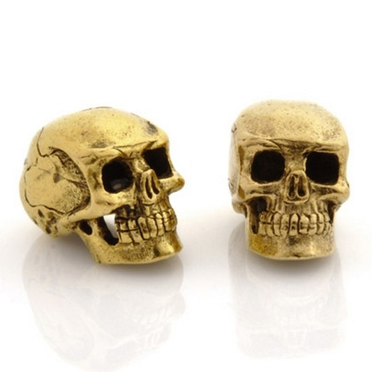 Pewter-15x13mm Skull Bead-Antique Gold-Quantity 1