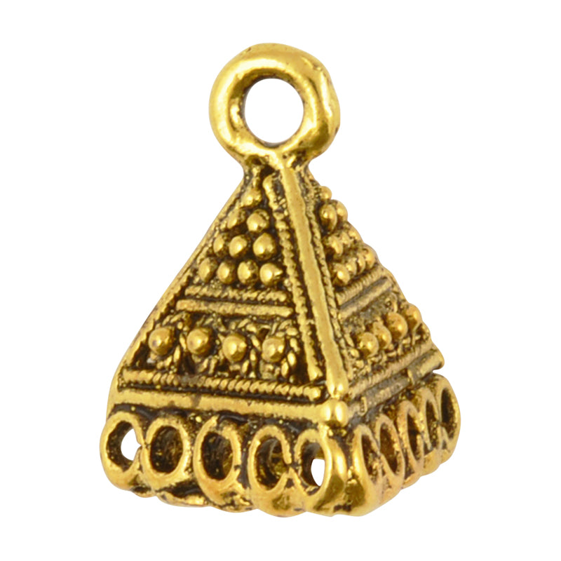 Pewter-15x18mm Ornate Triangle Connector-Antique Gold-Quantity 2