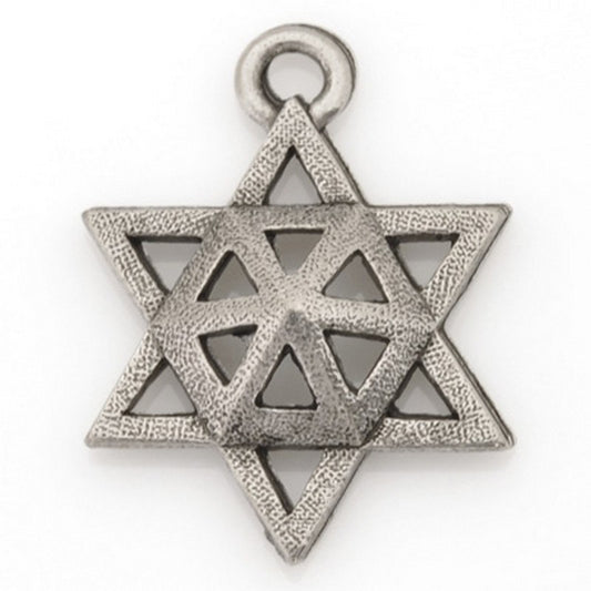 Pewter-15x20mm Pewter Star Of David Charm-Antique Silver-Quantity 1