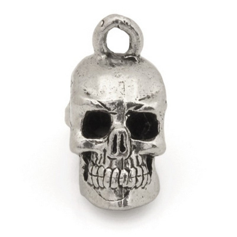 Pewter-17x8mm Pewter Skull Head Charm-3 Dimensional-Antique Silver