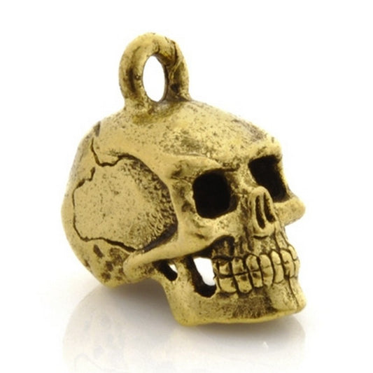 Pewter-17x8mm Skull Head Charm-3 Dimensional-Antique Gold-Quantity 1