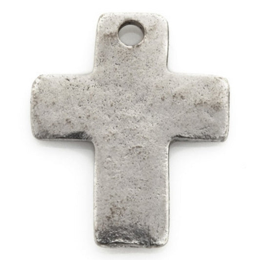 Pewter-18x15mm Simple Cross Charm-Antique Silver-Quantity 1