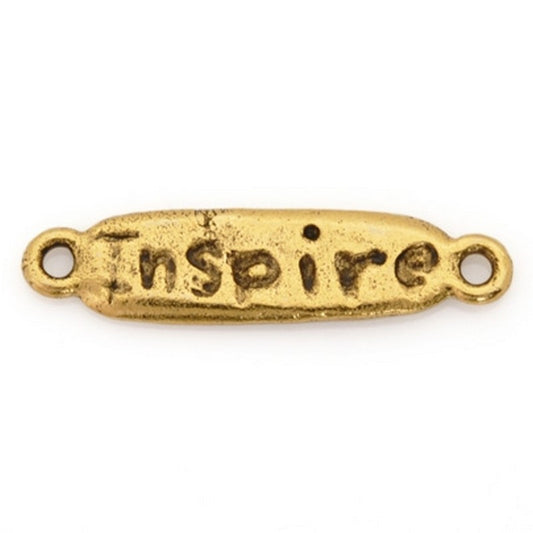 Pewter-24x7mm "Inspire"Â-Connector-Antique Gold-Quantity 1