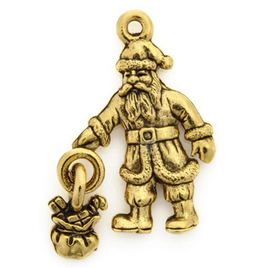 Pewter-28x20mm Santa Pendant-Antique Gold-Quantity 1