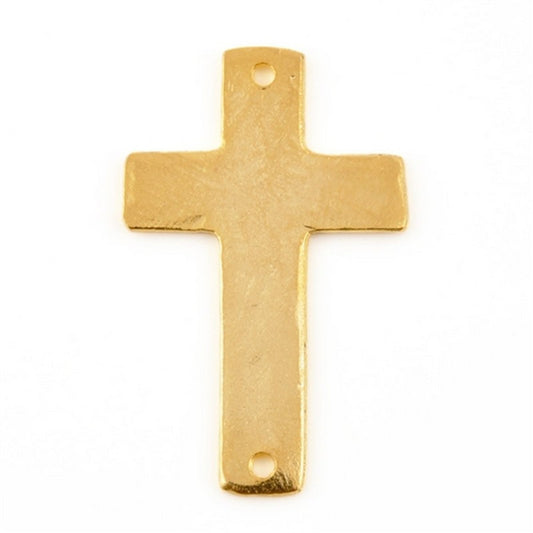 Pewter-34x21mm Cross Connector-Two Hole-Matte Gold-Quantity 1