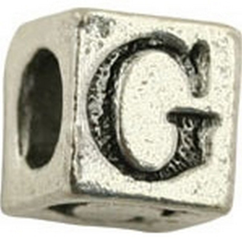 Pewter-5.5mm Block Letter-G-Bead-Antique Silver-Quantity 1