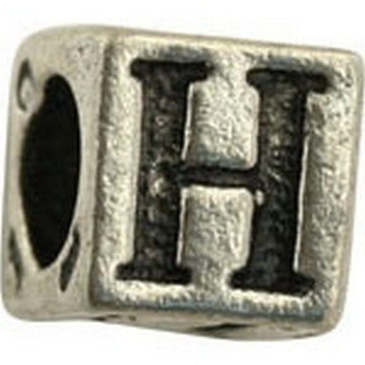 Pewter-5.5mm Block Letter-H-Bead-Antique Silver-Quantity 1