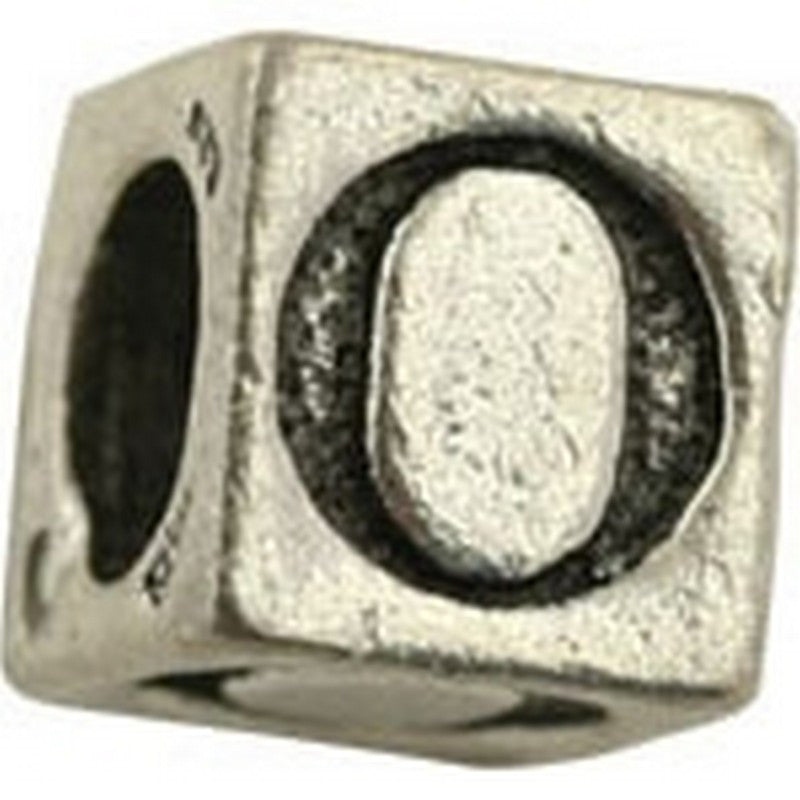 Pewter-5.5mm Block Letter-O-Bead-Antique Silver-Quantity 1