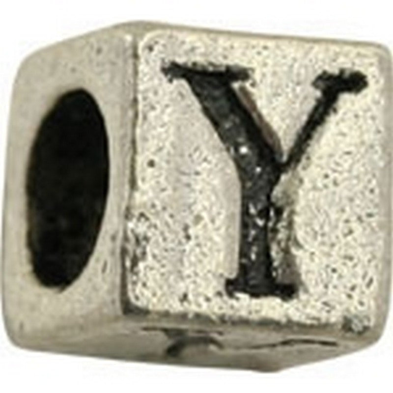 Pewter-5.5mm Block Letter-Y-Bead-Antique Silver-Quantity 1