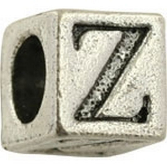 Pewter-5.5mm Block Letter-Z-Bead-Antique Silver-Quantity 1