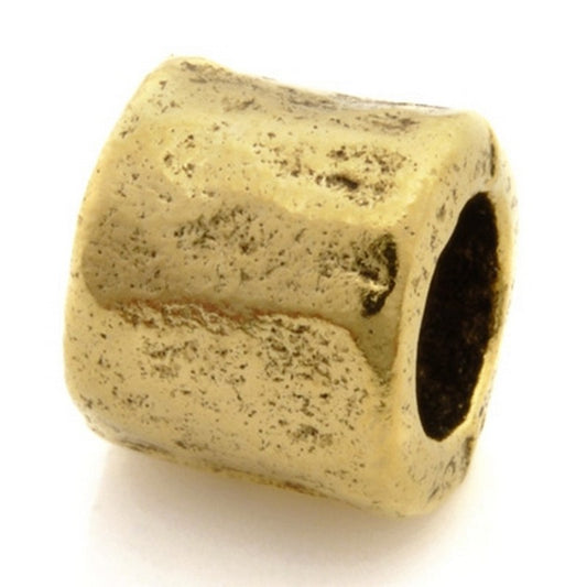 Pewter-9mm Small Chunky Barrel Bead-Antique Gold