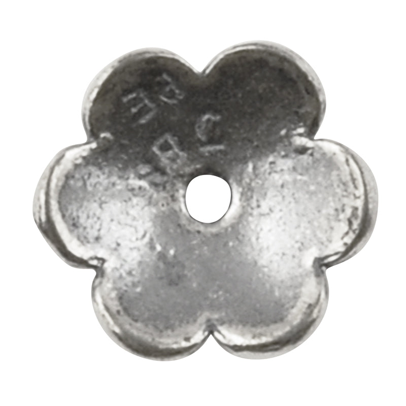 Pewter Findings-Bead Cap-9mm Flower-6 Petal-Antique Silver-Quantity 1