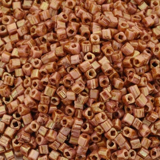 Seed Beads-1.5mm Cube-Y184 Opaque Rose Gold Topaz-Toho-15 Grams