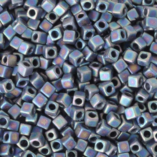 Seed Beads-1.8mm Cube-401FR Matte Black AB-Miyuki