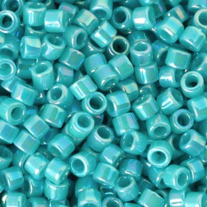 Seed Beads-11/0 Delica-166 Opaque Rainbow Dark Aqua-Miyuki-7 Grams