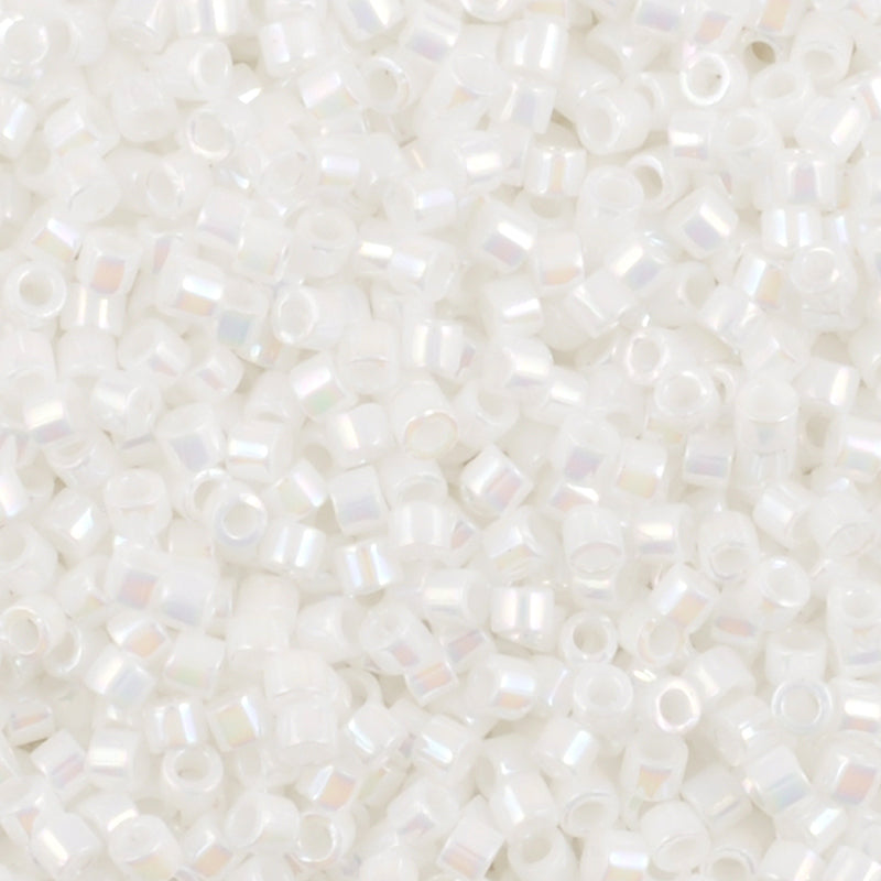 Seed Beads-11/0 Delica-202 White Pearl AB-Miyuki-7 Grams