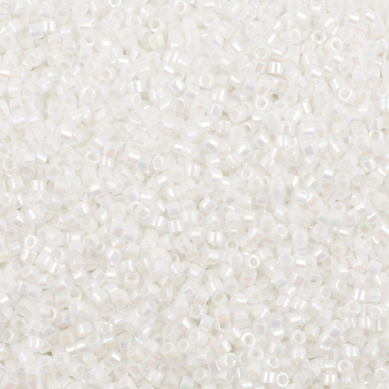 Seed Beads-11/0 Delica-202 White Pearl AB-Miyuki-7 Grams