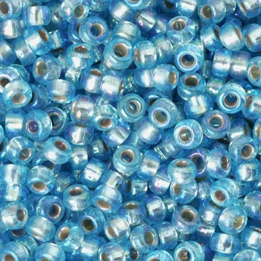 Seed Beads-11/0 Round-1018 Silver Lined Aqua AB-Miyuki-16 Grams