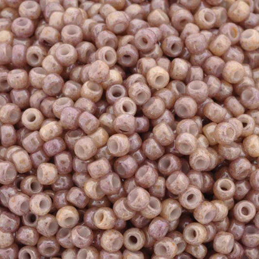 Seed Beads-11/0 Round-1203 Marbled Opaque Pink Amethyst-Toho-16 Grams