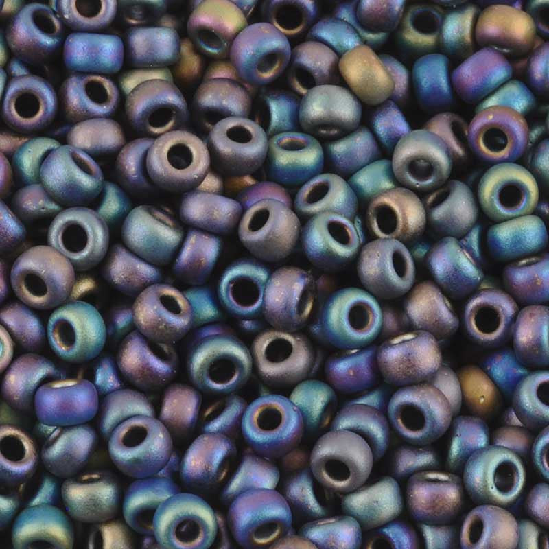 Czech Glass Seed Beads Size 8/0 Matte Rainbow Blue Gray