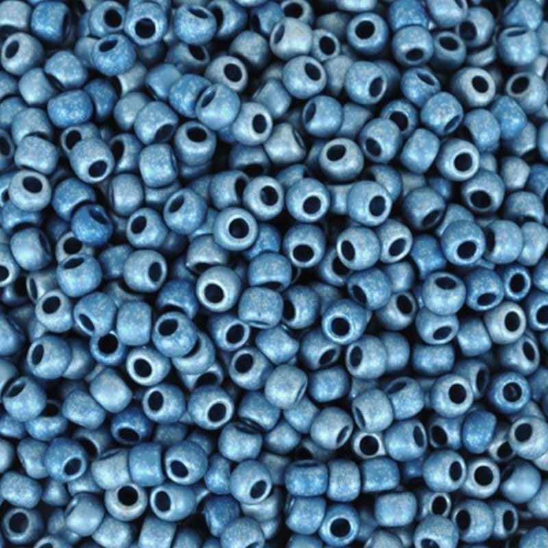 Seed Beads-Round-511F Higher Metallic Frosted Mediterranean Blue-Toho-16 Grams