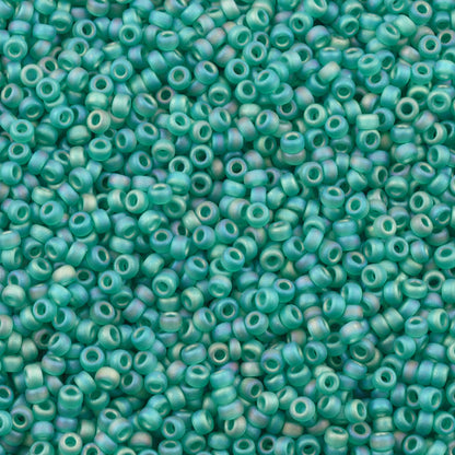 Seed Beads-15/0 Round-147FR Matte Transparent Emerald AB-Miyuki-7 Grams