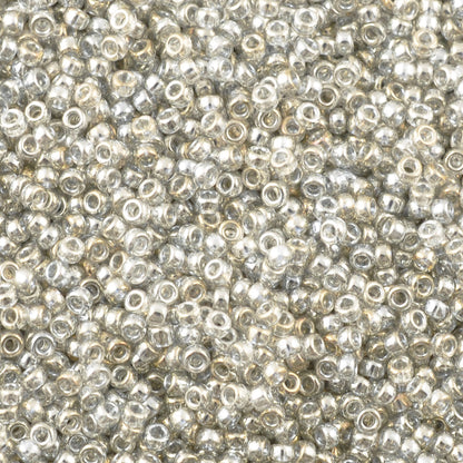 Seed Beads-15/0 Round-1881 Silver Grey Gold Luster-Miyuki-7 Grams