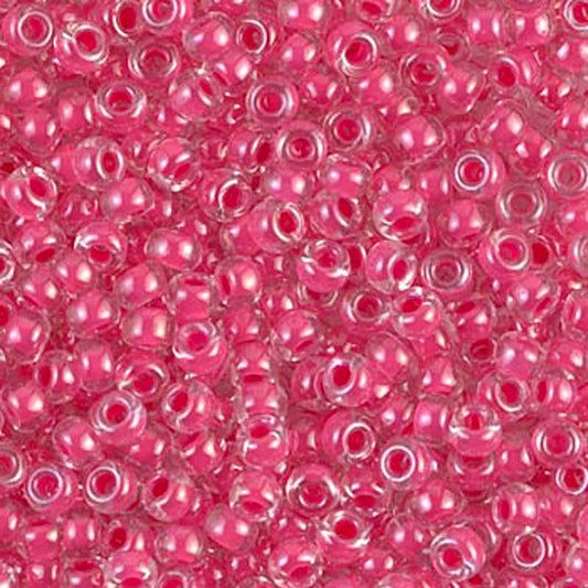 Seed Beads-15/0 Round-208 Carnation Pink Lined Crystal-Miyuki