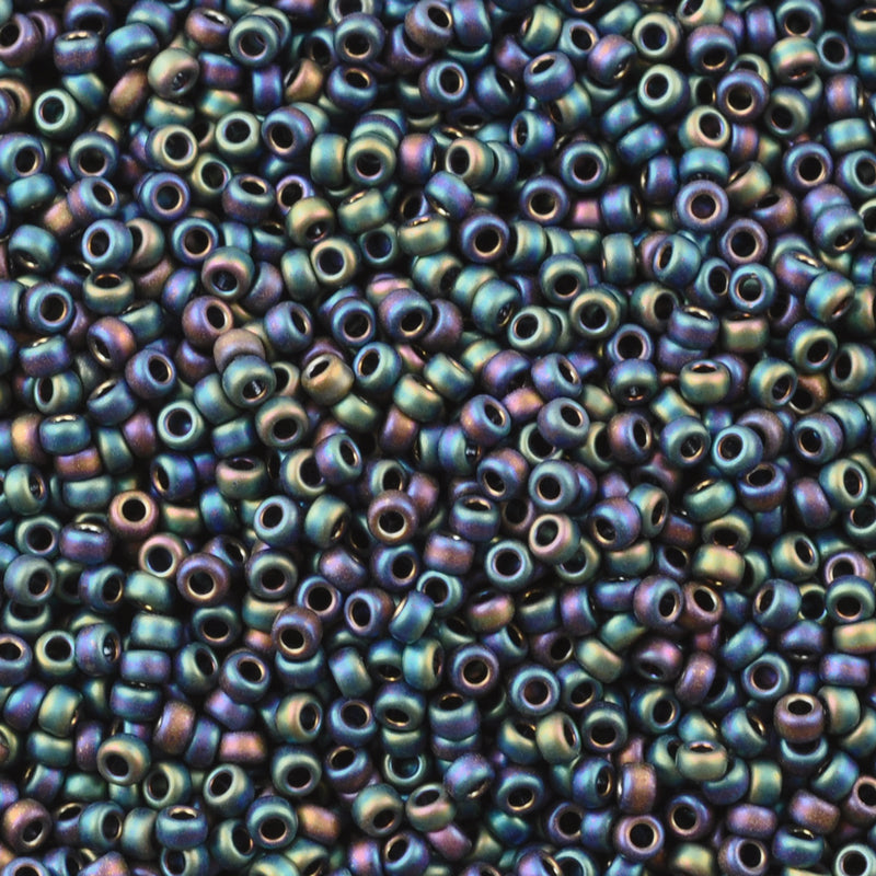 Seed Beads-15/0 Round-401FR Matte Black AB-Miyuki-7 Grams