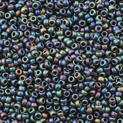 Seed Beads-15/0 Round-401FR Matte Black AB-Miyuki-7 Grams