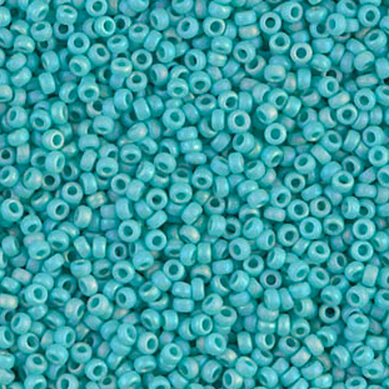 Seed Beads-15/0 Round-412FR Matte Opaque Turquoise Green AB