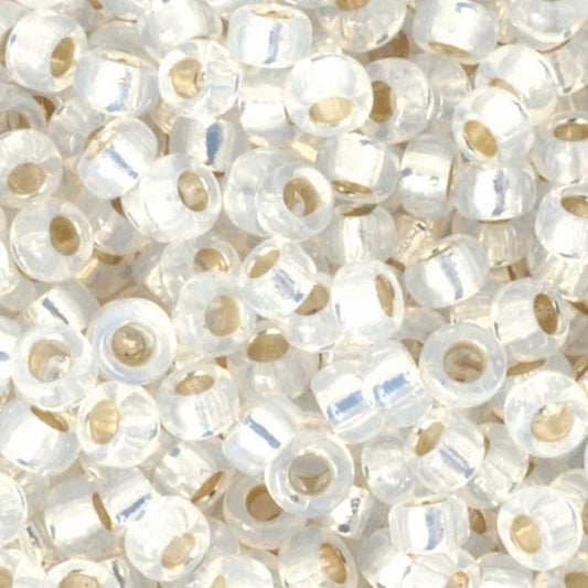 Seed Beads-6/0 Round-551 Gilt Lined White Opal-Miyuki