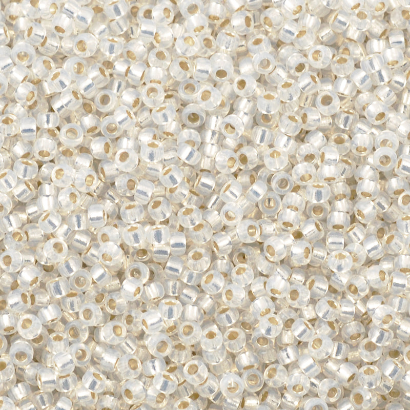 Seed Beads-15/0 Round-551 Gilt Lined White Opal-Miyuki-7 Grams