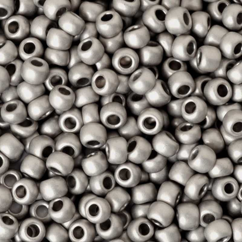 Seed Beads-15/0 Round-566 Metallic-Silver-Frosted Antique Silver-Toho