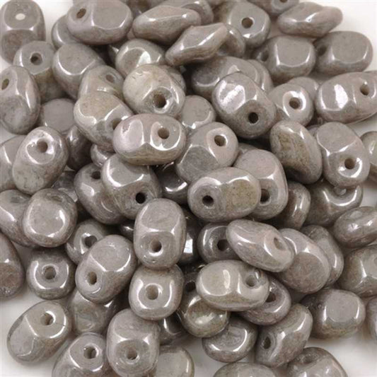 Seed Beads-2.5x5mm Superuno-Chalk White Grey Luster-Czech-7 Grams