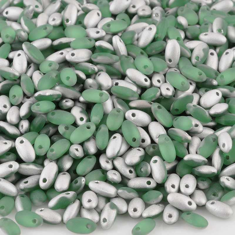 Seed Beads-2.5x6mm Rizo-714 Peridot Labrador Matte-Czech-7 Grams