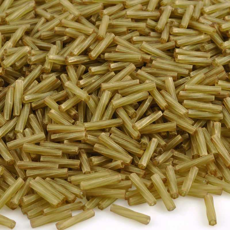 Seed Beads-2.7x12mm Twisted Bugle-1265 Gold Antiqued Matte Transparent Chartreuse-Miyuki-10 GramsSeed Beads-2.7x12mm Twisted Bugle-1265 Gold Antiqued Matte Transparent Chartreuse-Miyuki-10 Grams