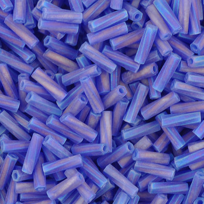 Seed Beads-2x6mm Twisted Bugle-177F Matte Transparent Cobalt AB-Miyuki-12 Grams