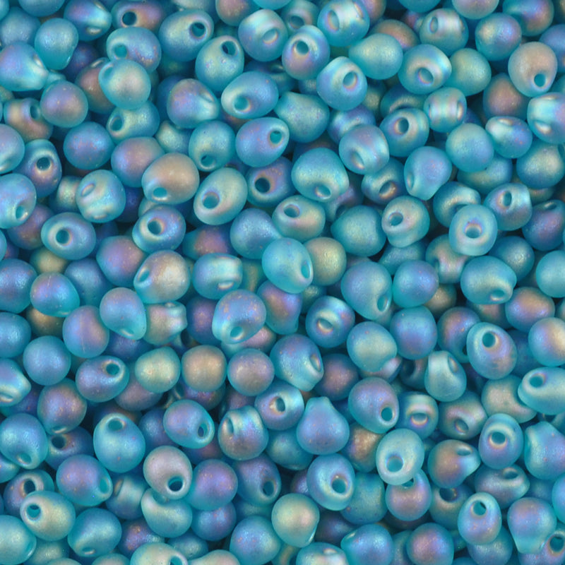 Thebeadchest Teal Matte Glass Seed Beads (3mm) - 24 inch Strand of Quality Glass Beads, Adult Unisex, Size: 3 mm, Blue