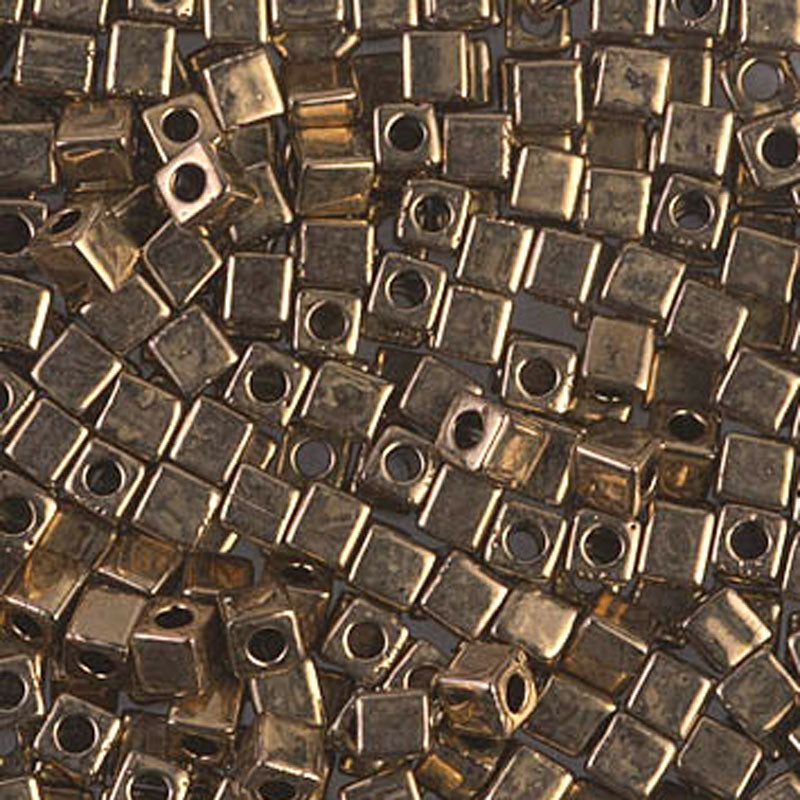 Seed Beads-3mm Cube-457 Metallic Dark Bronze