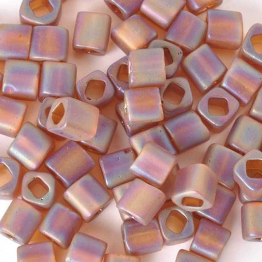 Seed Beads-4mm Cube-177F Transparent Rainbow Frosted Smoky Topaz-Toho-15 Grams