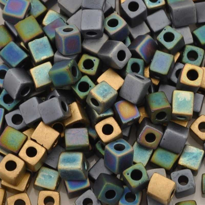 Seed Beads-4mm Cube-24 Matte Heavy Metals Mix-Miyuki-15 Grams