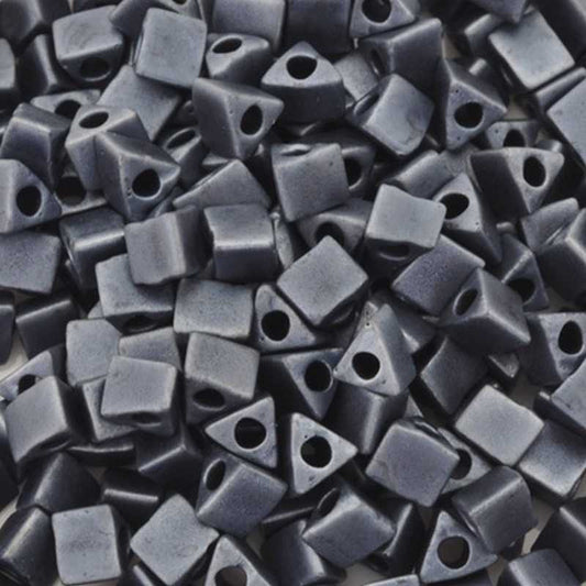 Seed Beads-5/0 Sharp Triangle-2001 Matte Gunmetal-Miyuki-16 Grams