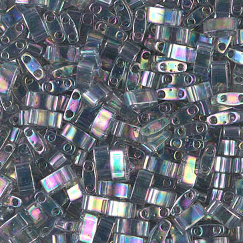 Seed Beads-5mm 1/2 Cut Tila-2440D Transparent Gray Rainbow Luster-Miyuki