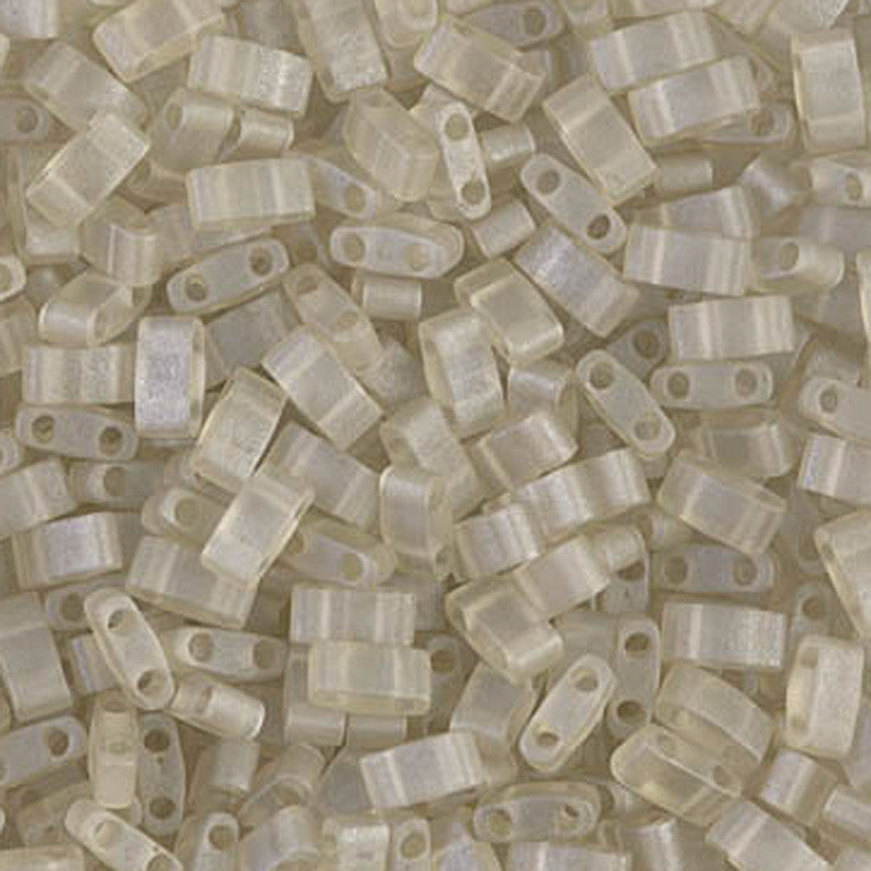 Seed Beads-5mm 1/2 Cut Tila-3173 Matte Transparent Oyster Luster-Miyuki