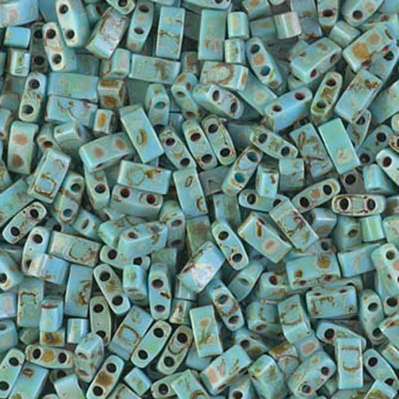 Seed Beads-5mm 1/2 Cut Tila-4514 Turquoise Blue Picasso